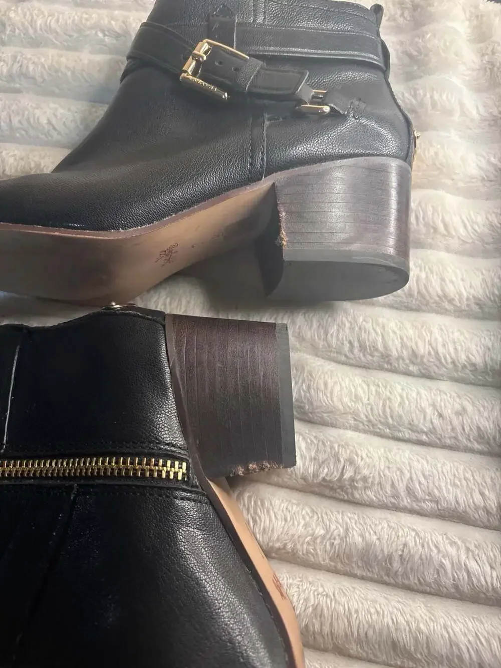 Coach Felicia Black Leather Buckle Ankle Booties - Picture 3 of 5